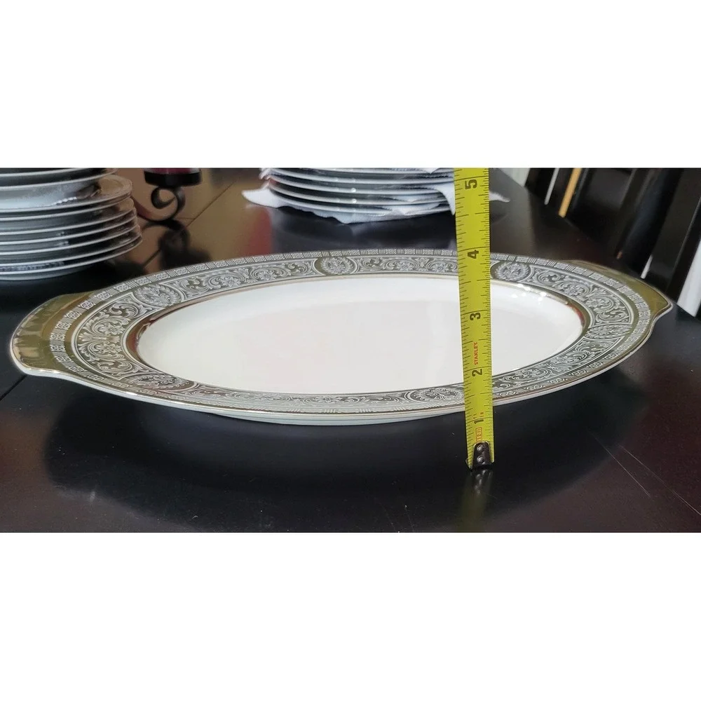 Vintage Forest Damask Large Oval Serving Platter Elegant‎ Tableware Entertaining